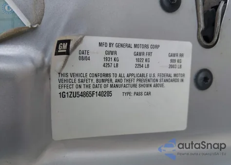 2005 Chevrolet Malibu Lt z USA, uszkodzony, nr VIN 1G1ZU54865F140205